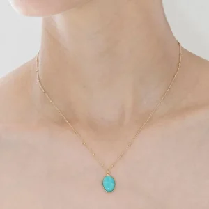 Viadoli Collier pierre ovale amazonite (doré) Outlet