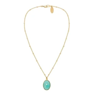 Viadoli Collier pierre ovale amazonite (doré) Outlet
