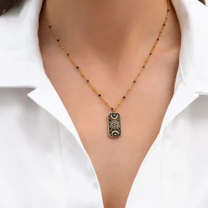 Siloé Collier plaque black talisman œil Hot