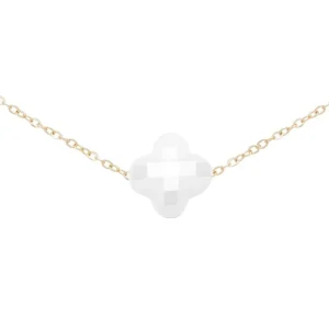 By Jollia Collier trèfle blanc (plaqué or) Sale