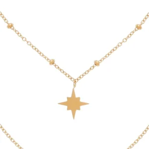 Siloé Collier triple rangs médailles et étoile (doré) New