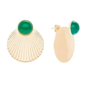 Viadoli Puces d'oreilles coquillage (agate verte) New