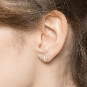 By Jollia Puces d'oreilles croix et strass (plaqué or) Clearance