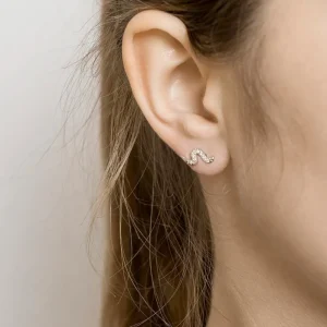 By Jollia Puces d'oreilles serpent zircon (argent) Hot