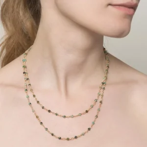 Siloé Sautoir perles fines turquoise africaine (doré) Hot