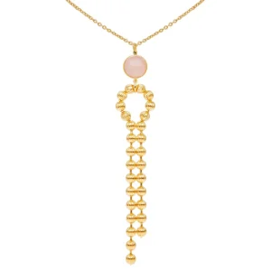 Viadoli Sautoir pierre rose et billes (quartz rose) Best