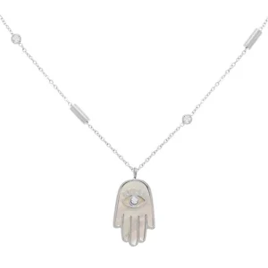 Zag Bijoux Sautoir talisman main nacre et oeil (argenté) Hot