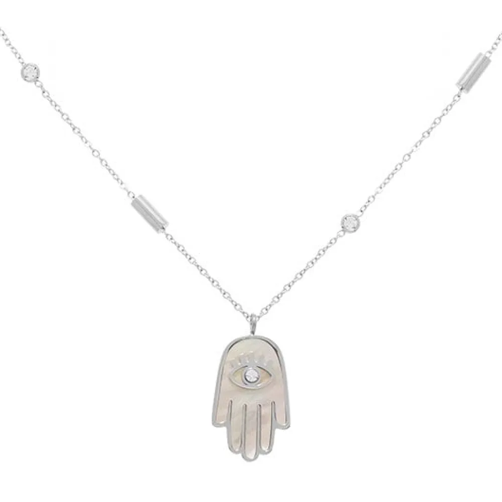 sautoir_talisman_main_nac_0.webp Zag Bijoux Sautoir talisman main nacre et oeil (argenté) Hot